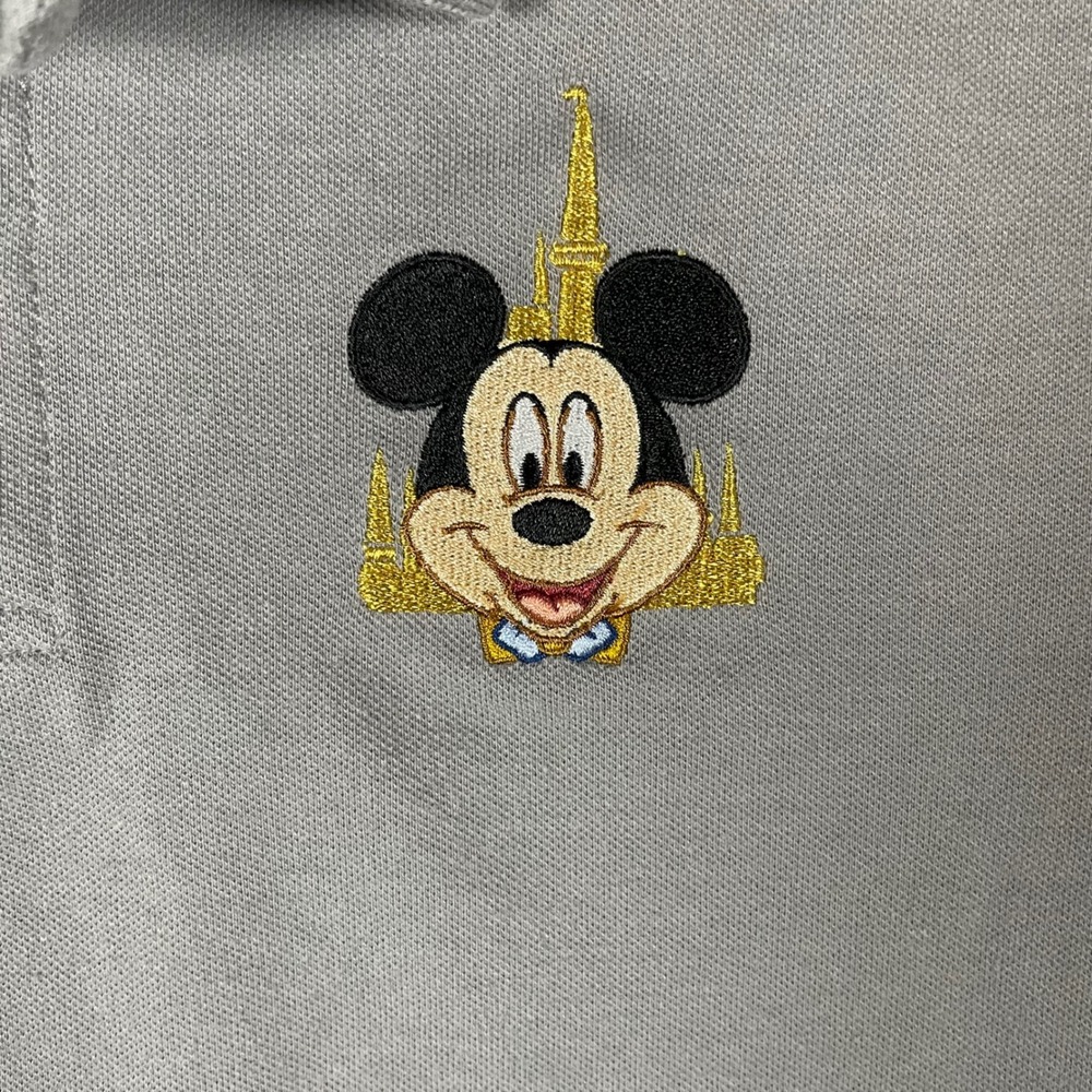 Disney World 50th Anniversary Mickey Mouse Polo Shirt Mens Medium Gray Pique - Picture 3 of 8